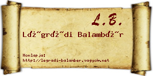Légrádi Balambér névjegykártya